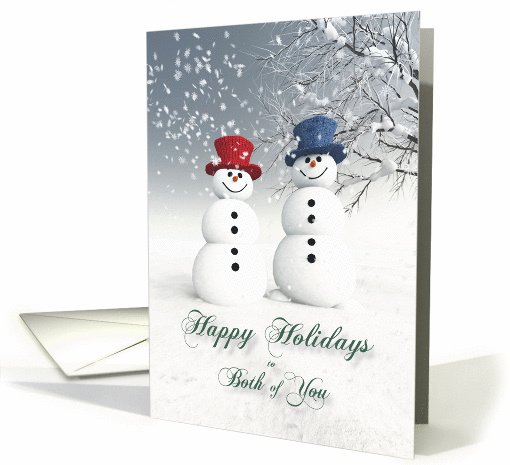 Both of You Fantasy Snowmen Couple card (1391324)