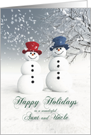 Aunt & Uncle Fantasy Snowmen Couple card