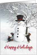 Fantasy Snowman with Beagle Dogs card