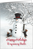 Teacher Fantasy Snowman with Beagle Dogs card