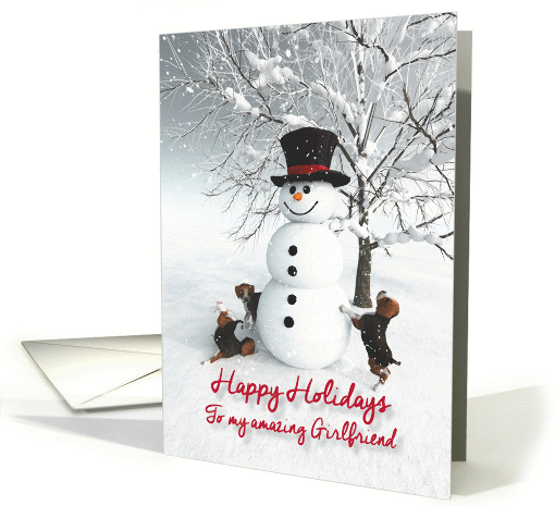 Girlfriend Fantasy Snowman with Beagle Dogs card (1393854)