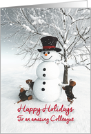 Colleague Fantasy Snowman with Beagle Dogs card