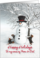 Mom & Dad Fantasy Snowman with Beagle Dogs card