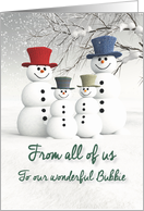 Bubbie Fantasy Family of Snowmen card