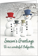 Babysitter Fantasy Family of Snowmen card