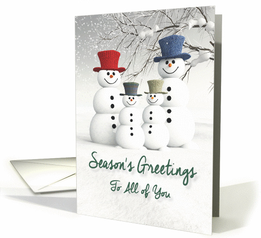Greetings to All of You Fantasy Family of Snowmen card (1394046)