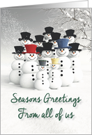 Seasons Greetings from all of us Fantasy Team of Snowmen card