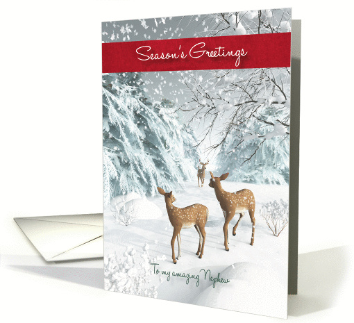 Nephew Fantasy Fawns Snowscene Season's Greetings card (1394718)