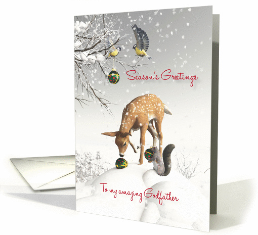 Godfather Fantasy Fawn Birds Squirrel Christmas balls card (1395548)