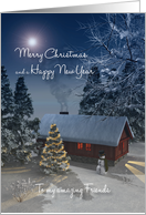 Friends Fantasy Cottage Christmas Tree Snowscene card