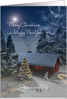 Wife Fantasy Cottage Christmas Tree Snowscene card