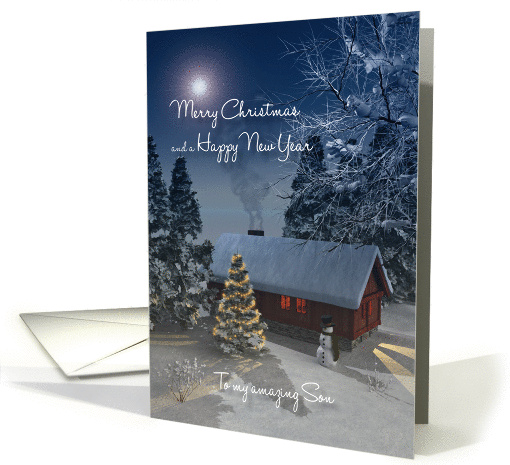 Son Fantasy Cottage Christmas Tree Snowscene card (1396202)