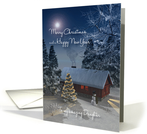 Daughter Fantasy Cottage Christmas Tree Snowscene card (1396234)