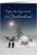 Nephew Fantasy Polar Bear Penguins Reindeer Igloo Christmas card