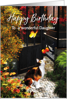 Cat loving butterflies for Daughter Birthday card