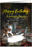 Cat discovering milk for Daughter Birthday card