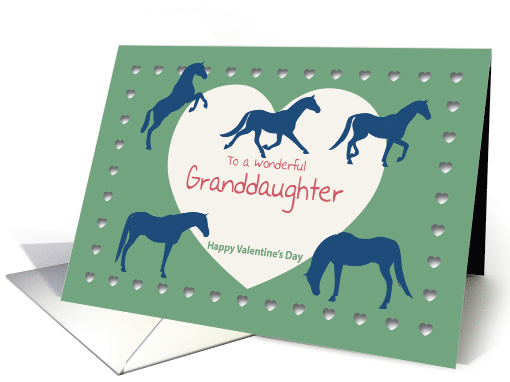 Horses Hearts Wonderful Granddaughter Valentine card (1510780)