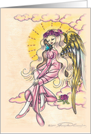 Aurora Angel Sitting On A Cloud In Pink Dawn Light Blank Card