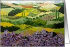 Blank Note Card - Fields with Purple Wildflowers and Cypress Trees card