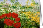 All Occasion Blank Note Card - Colorful Garden with Red Poppies card