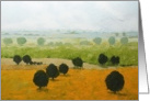 Blank Note Card - Orange Fields, Green Fields in a Fog card