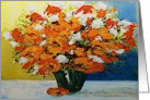Blank Note Card -White, Orange, Flowers in a Vase card