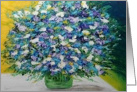 All Occasion Blank Note Card - Blue,white, & purple flowers in a vase card