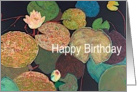 Happy Birthday - Pink Waterlilies and Multi-Colored Pods card