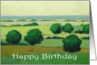 Happy Birthday - Green Trees on Fields card