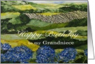 Blue Flowers /Landscape - Happy Birthday Card for Grandniece card