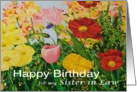 Multi-Colored Flower Garden - Happy Birthday Card for Sister in Law card