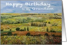 Landscape with cypress trees -Happy Birthday Grandson card