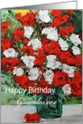 Red & White Flowers in a green Vase - Happy Birthday Grandniece card