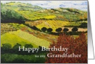 Fields & Hills Landscape with Red Bush-Happy Birthday Grandfather card