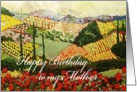 Landscape with trees & red flowers-Happy Birthday Mother card