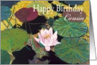 Pink Water Lily and Pods-Happy Birthday Cousin card