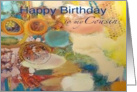 Colorful Abstract Painting - Happy Birthday Cousin card