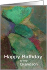 Colorful rocks piled on top of other rocks-Happy Birthday Grandson card