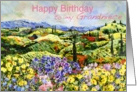 Colorful landscape and flower garden-Happy Birthday Grandniece card
