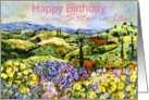 Colorful landscape and flower garden-Happy Birthday Sister in Law card