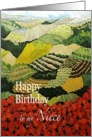 Red flowers & vineyards Landscape- Happy Birthday Niece card