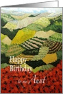 Red flowers & vineyards Landscape- Happy Birthday Aunt card
