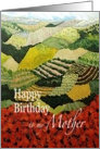 Red flowers & vineyards Landscape- Happy Birthday Mother card