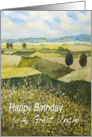 Landscape with trees,wildflowers - Happy Birthday Great Uncle card