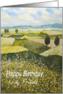 Landscape with trees,wildflowers - Happy Birthday Friend card