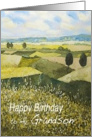 Landscape with trees,wildflowers - Happy Birthday Grandson card