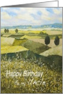 Landscape with trees,wildflowers - Happy Birthday Uncle card