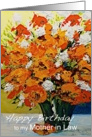 Red,White,Orange Flowers in a Vase - Happy Birthday Mother in Law card