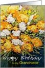 White & Orange Flowers in a Vase - Happy Birthday Grandniece card