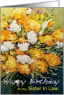 White & Orange Flowers in a Vase - Happy Birthday Sister in Law card